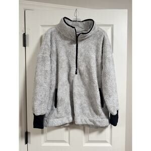 LuLaRoe Jacket Womens Large Nancy Half Zip Pullover Fuzzy Boxy Teddy Coat